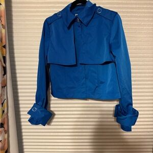 Royal Blue Trench Coat with Flared Cuffs